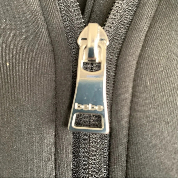 Bebe Black Moto Bomber Logo Jacket Size 2XL Rhinestones Sequin Jacket Y2K - Picture 7 of 11